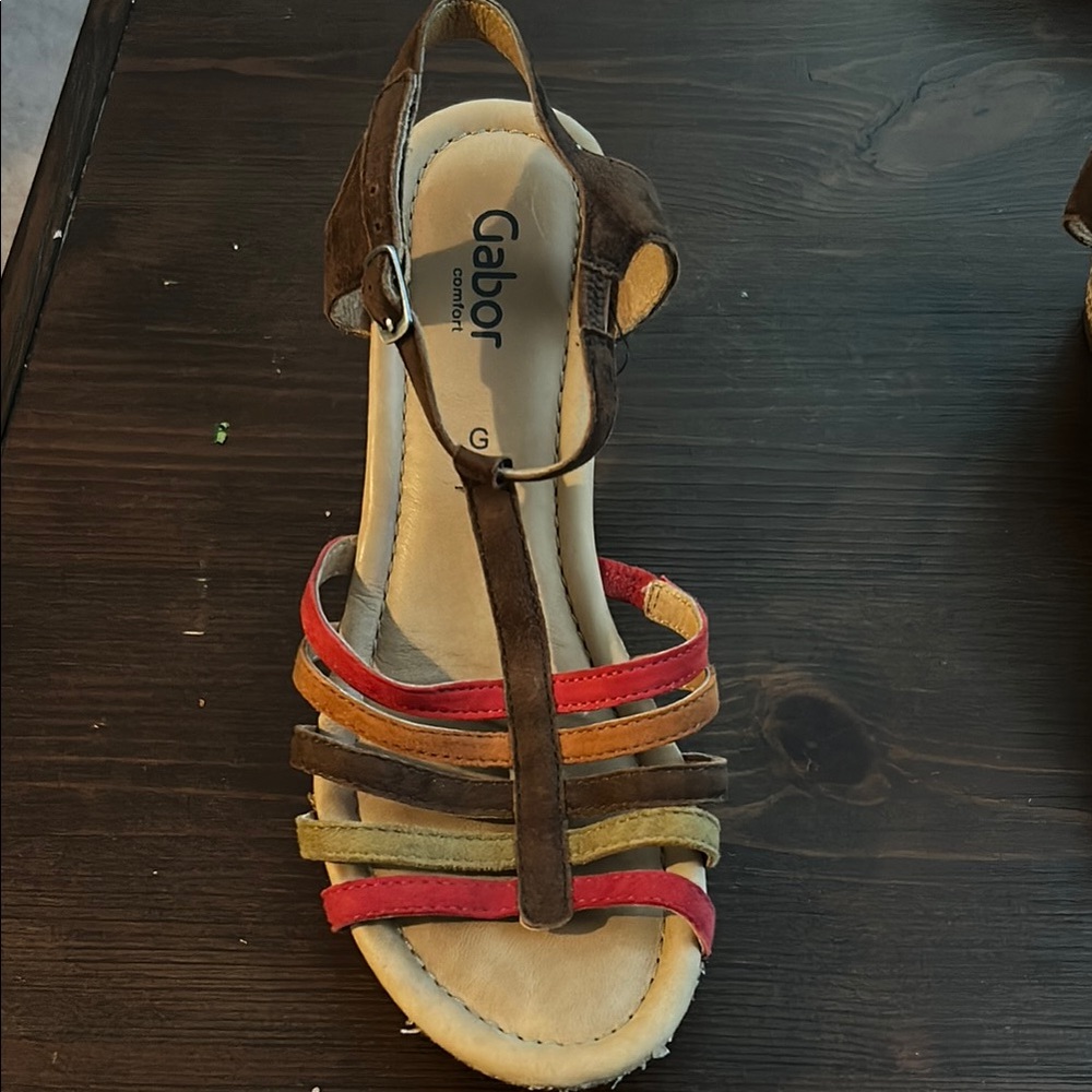 Gabor Red and Orange Sandals Strappy Comfort Design